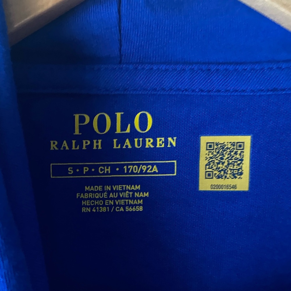 POLO RALPH LAUREN Blue Cotton Jersey Lightweight Hooded Long Sleeve T-Shirt SZ S - Picture 3 of 7
